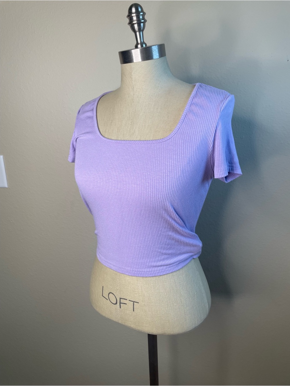 Women’s Square Neck Ribbed Crop Top - Lavender basic layering piece